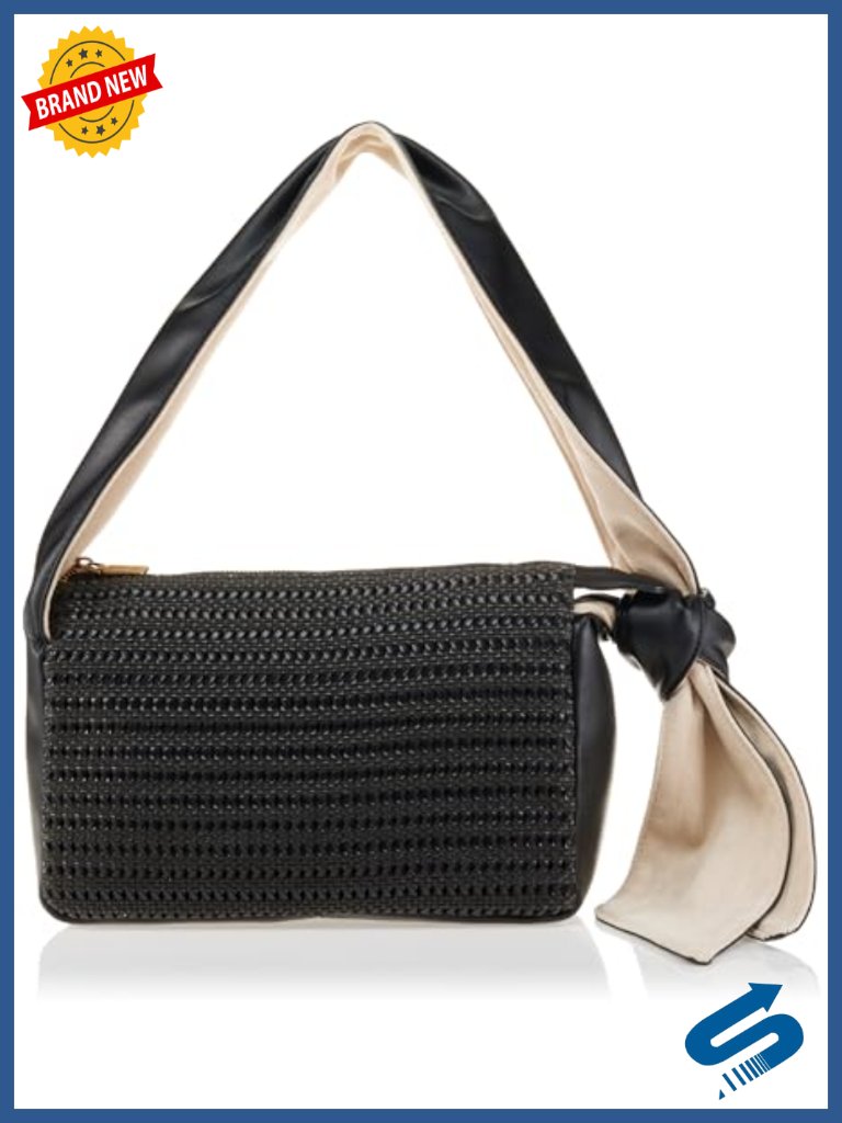 Raffia Shoulder Bag With Zip Closure